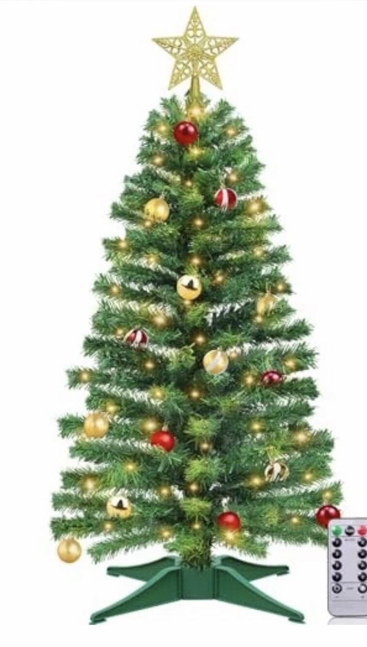 Remote Control 8 Modes 3 Ft Christmas Tree with Lights Timer 15 DIY Ball Green